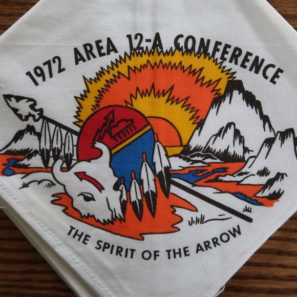 Lot of 1972 Area 12-E (XII-E) Boy Scout Conference Items (Scarf and Patches) - Picture 10 of 12